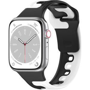 Voor Apple Watch SE 2023 44 mm dubbele kleur siliconen horlogeband (zwart + wit)