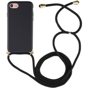For iPhone 8 / 7 TPU Anti-Fall Mobile Phone Case With Lanyard(Black)