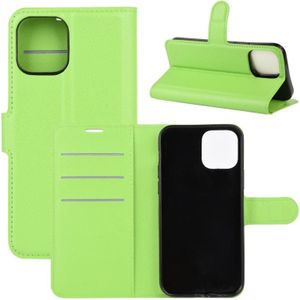 For iPhone 12 / 12 Pro Litchi Texture Horizontal Flip Protective Case with Holder & Card Slots & Wallet(Green)