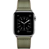 Lederen vervangende horlogeband voor Apple Watch Series 7 45 mm / 6 & SE & 5 & 4 44mm / 3 & 2 & 1 42mm (Leger Groen Naald Patroon + Zilver Gesp)