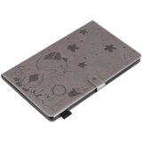 For Amazon Kindle Fire HD 10 (2015) / (2017)  Cat Bee Embossing Pattern Shockproof Table PC Protective Horizontal Flip Leather Case with Card Slots & Wallet & Pen Slot & Sleep / Wake-up Function(Grey)