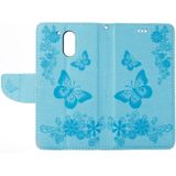 For Motorola Moto G (4rd gen) Plus Pressed Flowers Butterfly Pattern Leather Case with Holder & Card Slots & Wallet(Blue)