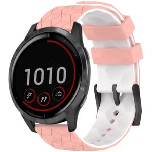 Voor Garmin Vivoactive4 22 mm voetbalpatroon tweekleurige siliconen horlogeband (roze + wit)