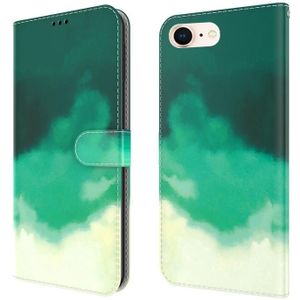 Watercolor Pattern Horizontal Flip Leather Case with Holder & Card Slot & Wallet For iPhone SE 2020 & 8 & 7(Cyan Green)