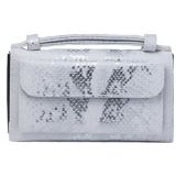 Ladies Snake Sequins Print Wrist Bag Multifunctional Chain One-Shoulder Diagonal Wallet(Silver)