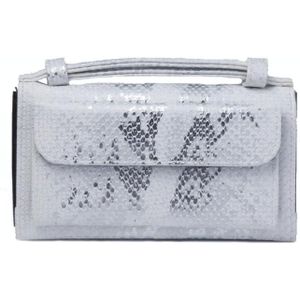 Ladies Snake Sequins Print Wrist Bag Multifunctional Chain One-Shoulder Diagonal Wallet(Silver)