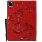 Pressed Printing Butterfly Pattern Horizontal Flip Leather Case with Holder & Card Slots & Wallet & Sleep / Wake-up Function For iPad Air 2020 10.9 /iPad Pro 11 2020 / 2018(Red)