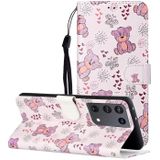 For Samsung Galaxy S21 Ultra 5G Oil Embossed Coloured Drawing Pattern Horizontal Flip PU Leather Case with Holder & Card Slots & Wallet & Lanyard(Little Bear)