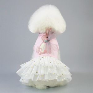 Pet Clothing Dog Skirt Cat Spring And Summer Rabbit Skirt  Size: M(Upper Body Pink)