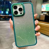 Voor iPhone 12 Gradint Glitter Galvaniserend Acryl Telefoonhoesje (Groen)