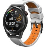 Voor Samsung Galaxy Watch Active Trapezidaal drie rijen gat siliconen horlogeband (wit oranje)