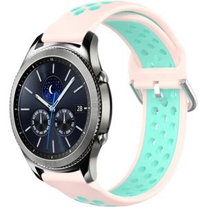 Voor Samsung Gear S3 Classic 22 mm geperforeerde ademende sport siliconen horlogeband (roze + watereend)