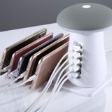 XLD888 5 Ports (2 x 5V/1A + 2 x 5V/2.1A + 1 x QC3.0) USB Charger Mushroom Light Desk Lamp Charger with Phone Holder  For iPad  iPhone  Galaxy  Huawei  Xiaomi  LG  HTC and Other Smart Phones  Rechargeable Devices