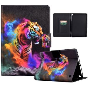 Voor Amazon Kindle Fire HD 8 2022/2020 Gekleurde Tekening Smart Leather Tablet Case(Tiger)