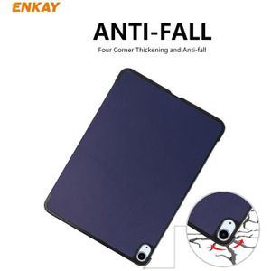 For iPad Air 2020 10.9 / iPad Pro 11 2018 ENKAY ENK-8013 PU Leather + Plastic Smart Case with Three-folding Holder(Dark Blue)