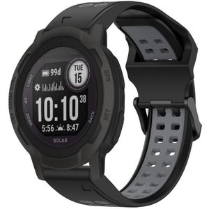 Voor Garmin Instinct 2S 20 mm tweekleurige siliconen horlogeband met omgekeerde gesp (zwart + grijs)