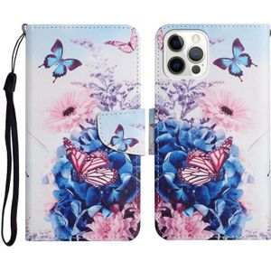 Geschilderde Patroon Horizontale Flip Lederen Case met Houder & Card Slot & Portemonnee voor iPhone 11 Pro Max (Purple Butterfly)