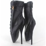 Ballet Pumps Spike hiel Black Lace-up puntige teen schoenen  grootte: 45 (mat zwart)