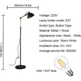 YWXLight verstelbare hoek metalen houten chassis vloer lamp (wit)