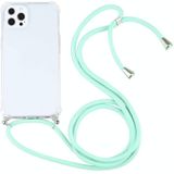 Vierhoek Schokbestendige Transparante TPU-beschermhoes met Lanyard voor iPhone 13 Pro (Mint Green)