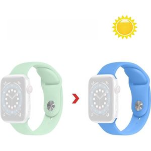 Discoloration in Sun Silicone Replacement Watchband For Apple Watch Series 6 & SE & 5 & 4 40mm / 3 & 2 & 1 38mm(Mint Green Change Sky Blue)