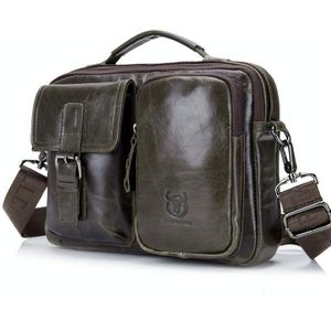 BULL CAPTAIN 036 Men Leather Shoulder Bag Retro First-Layer Cowhide Messenger Bag(Iron Blue)