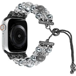 Voor Apple Watch SE 2023 44 mm kralen Onyx intrekbare kettinghorlogeband