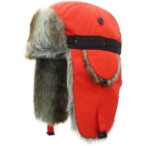 Orange Brown Fur Winter Outdoor Padded Adjustable Head Circumference Ski Hat Warm Ear Protected Cap Flight Hats