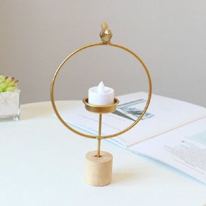 Round Iron Bird Candelabra Creative Home Dining Table Candle Holder Romantic Candlelight Dinner Candle Holder Decoration  Size:Large(Gold)
