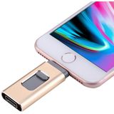 RQW-01B 3 in 1 USB 2.0 & 8 Pin & Micro USB 128GB Flash Drive  for iPhone & iPad & iPod & Most Android Smartphones & PC Computer(Gold)