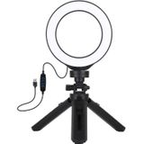 PULUZ 4.7 inch 12cm USB 3 Modes Dimmable LED Ring Vlogging Photography Video Lights + Pocket Tripod Mount Kit with Cold Shoe Tripod Ball Head (Black)