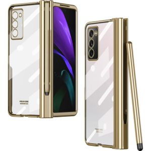 For Samsung Galaxy Z Fold2 5G Electroplating Hinge Phone Case with Stylus(Gold)