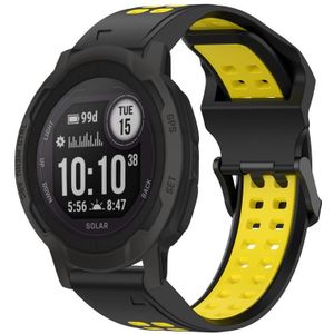 Voor Garmin Instinct 2S 20 mm tweekleurige siliconen horlogeband met omgekeerde gesp (zwart + geel)