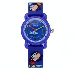 JNEW A335-86267 Kinderen Cartoon 3D Duiken Monkey Siliconen Waterdicht Quartz horloge