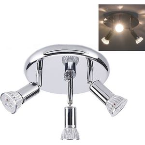9W Round Three Head LED GU10 Ceiling Light Adjustable Mirror Front Spotlight  Emitting Color:Without Bulb(Chrome)