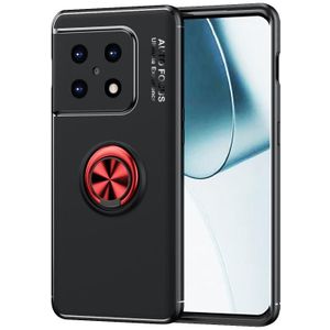 Voor OnePlus 10 Pro 5G Metalen Ringhouder 360 Graden Roterende TPU-telefooncase (zwart rood)