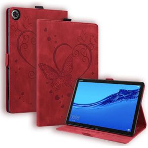 For Huawei MediaPad M5 Lite 8 / Honor Tab 5 Love Butterfly Pattern Horizontal Flip Leather Case with Holder(Red)