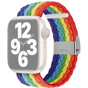 Verticale textuur gevlochten horlogeband voor Apple Watch Series 7 45mm / 6 & SE & 5 & 4 44mm / 3 & 2 & 1 42mm (Rainbow)