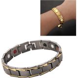 Men Detachable Titanium Steel Magnetic Therapy Bracelet Jewelry(Black Gold)