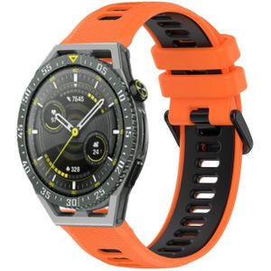 Voor Huawei Watch GT3 SE 22 mm sport tweekleurige siliconen horlogeband (oranje + zwart)