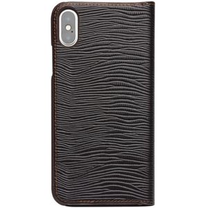 For iPhone XS / X QIALINO Lizard Texture Horizontal Flip Leather Case with Smart View Window & Sleep / Wake-up Function(Brown)