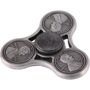 Cents Pattern Fidget Spinner Toy Stress Reducer Anti-Anxiety Toy for Children and Adults  4.5 Minutes Rotation Time  Silicon Nitride Ceramics Beads Bearing  Three Leaves(Silver)