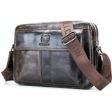 Bull Captain Double Layer Leather One Shoulder Messenger Bag voor Mannen (Iron Blue)