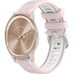 Voor Garmin Move Trend 20 mm sport tweekleurige stalen gesp siliconen horlogeband (roze + wit)