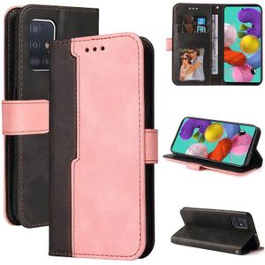 For Samsung Galaxy A71 4G Business Stitching-Color Horizontal Flip PU Leather Case with Holder & Card Slots & Photo Frame(Pink)