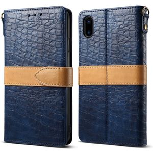 Splicing Color Crocodile Texture PU Horizontal Flip Leather Case for iPhone XS Max  with Wallet & Holder & Card Slots & Lanyard (Blue)