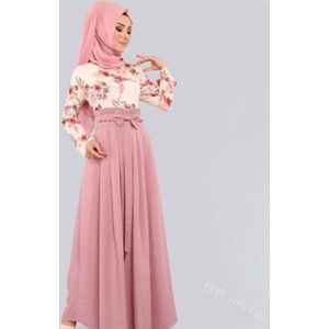 Dames Effen Kleur Etnische Lange Rok (Kleur: Roze Maat: XXL)