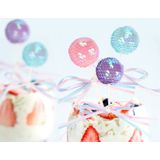 3 PCS Ribbon Bow Sequin Ball Cake Party Dessert Inserted Card(Pink)