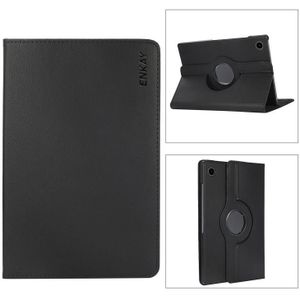 Voor Samsung Galaxy Tab A8 10.5 2021 X200 / X205 Enkay 360 Graden Rotatie Litchi Leather Smart Case (Black)