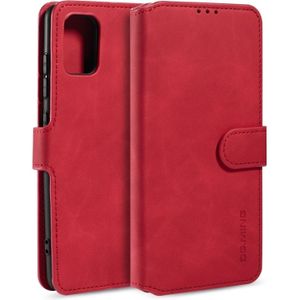 For Galaxy A71 DG.MING Retro Oil Side Horizontal Flip Case with Holder & Card Slots & Wallet(Red)